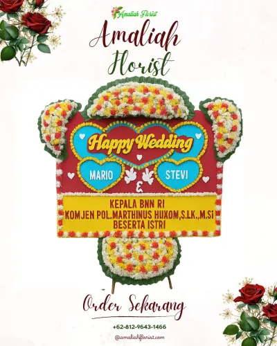 Karangan Papan Bunga Pernikahan di Lidah Wetan